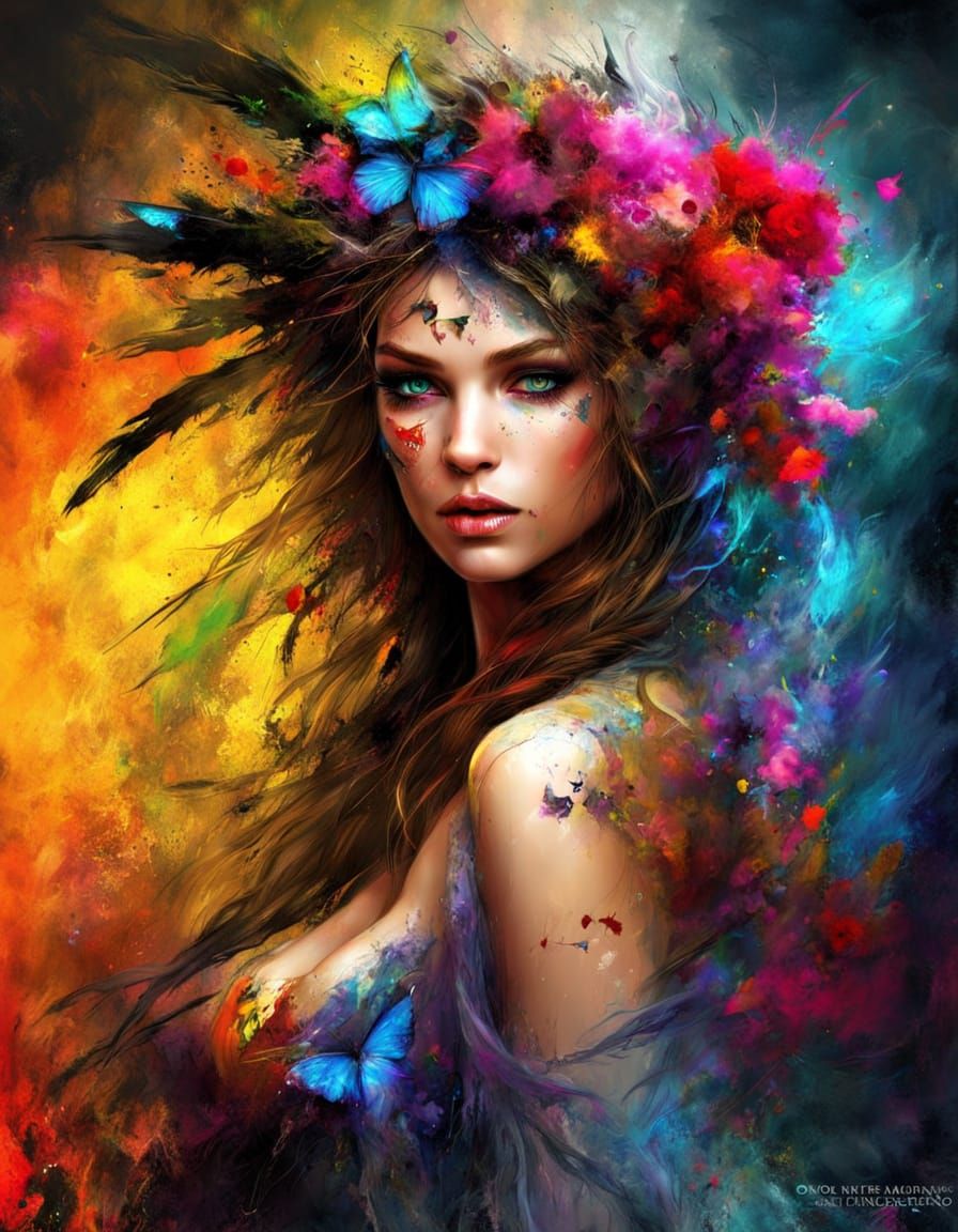 Wild Feral Woman Digital Painting