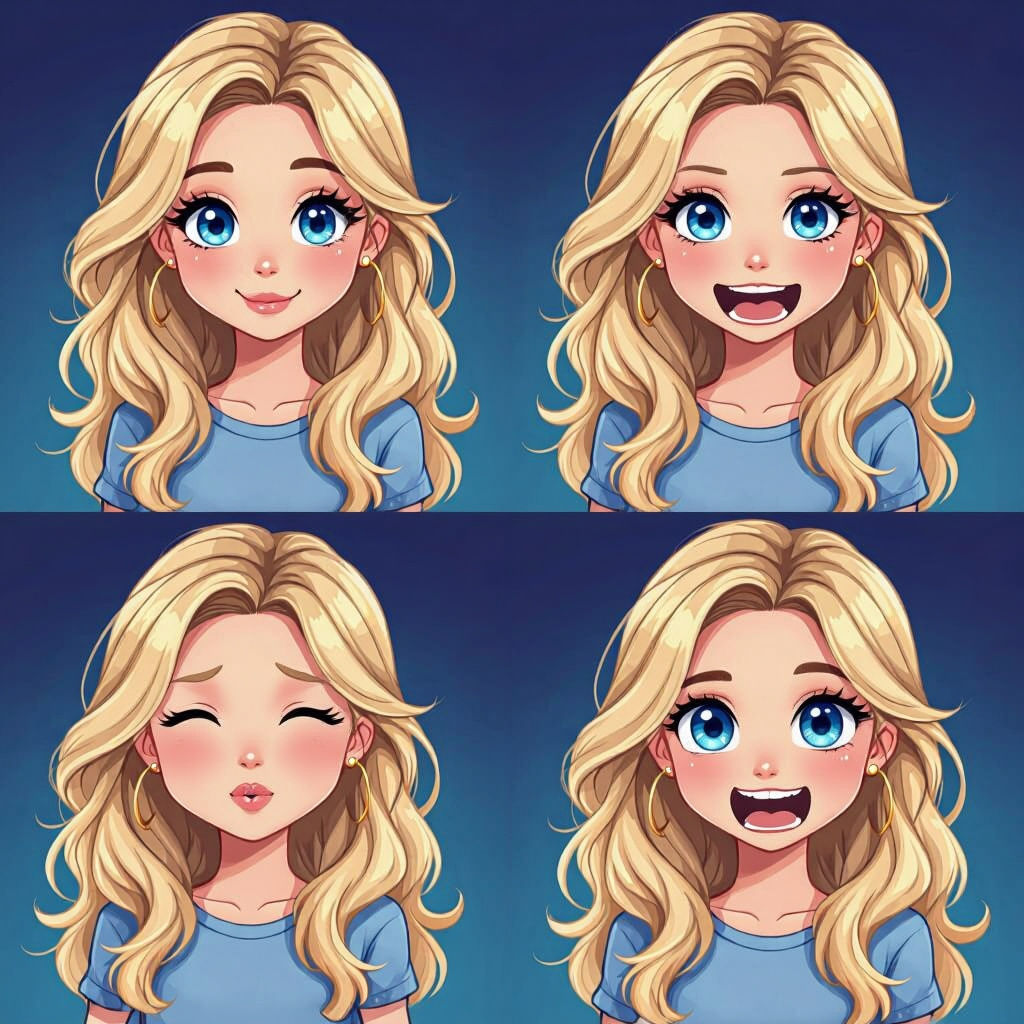 Cute Cartoon Girl Emotes for Twitch