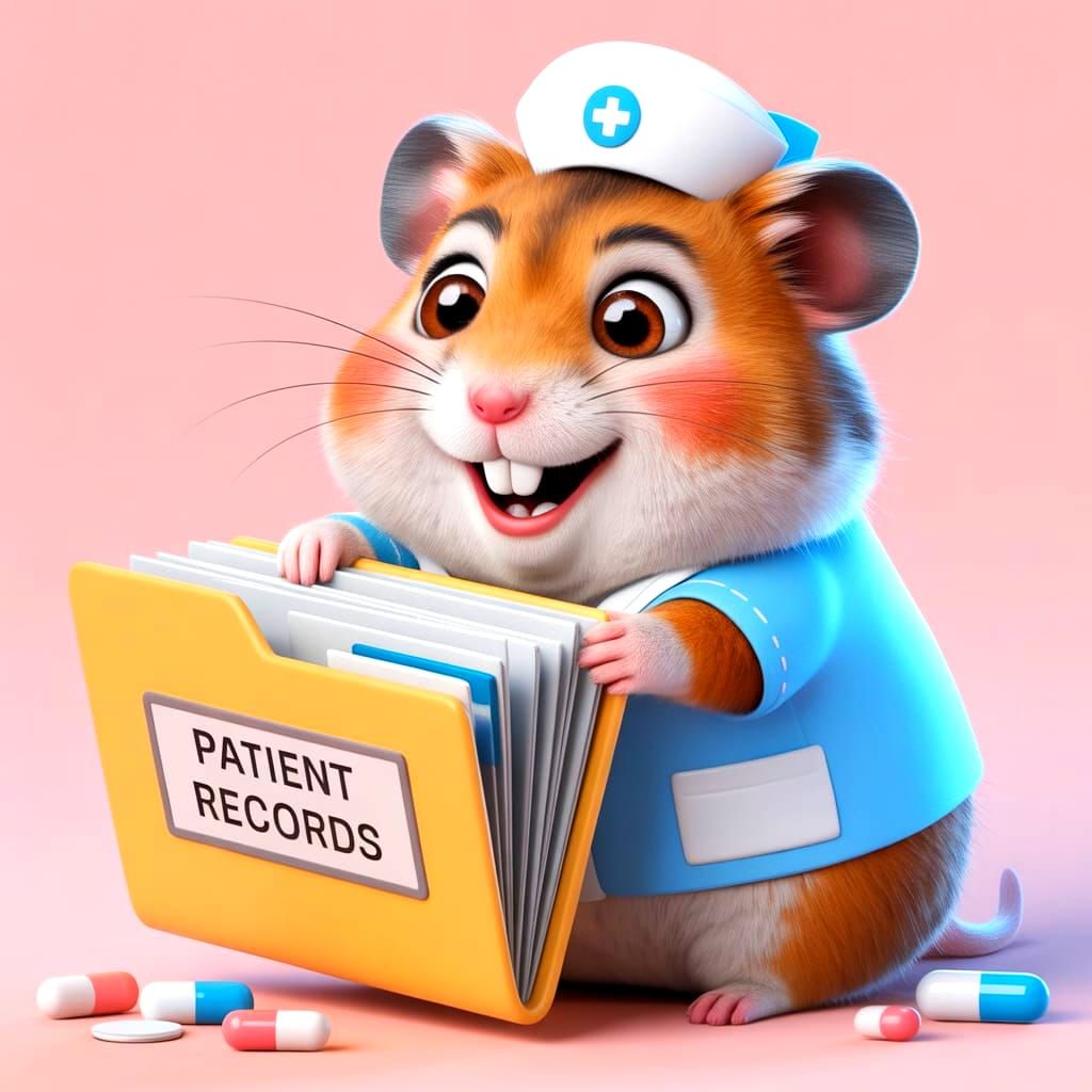Adorable Hamster Nurse in Cartoon 3D Illustration