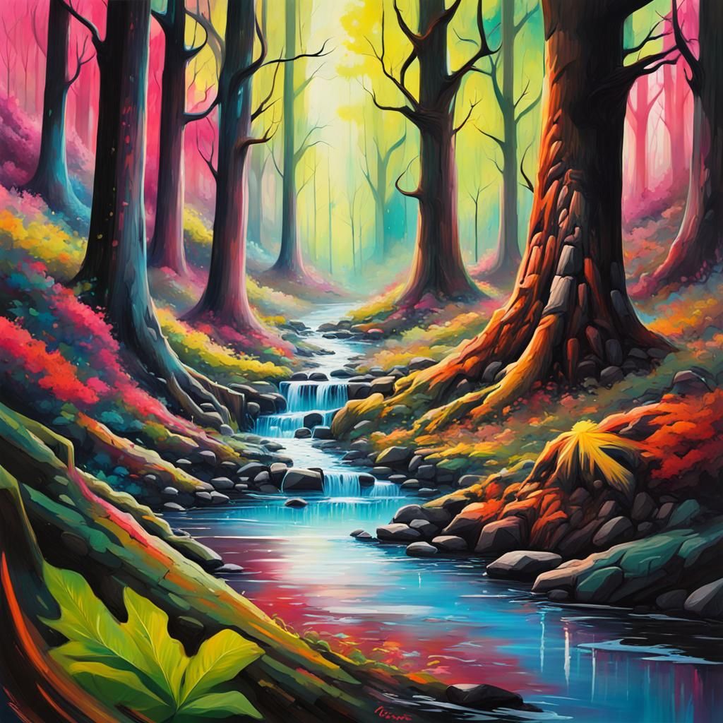 Vibrant Street Art Forest