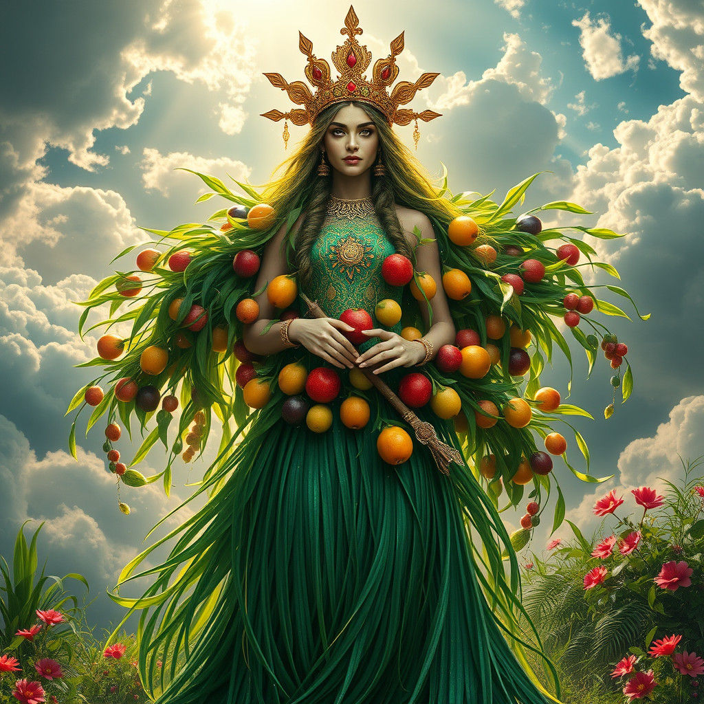 Hyper-Realistic Painting of Iranian Harmony Goddess Spenta A...