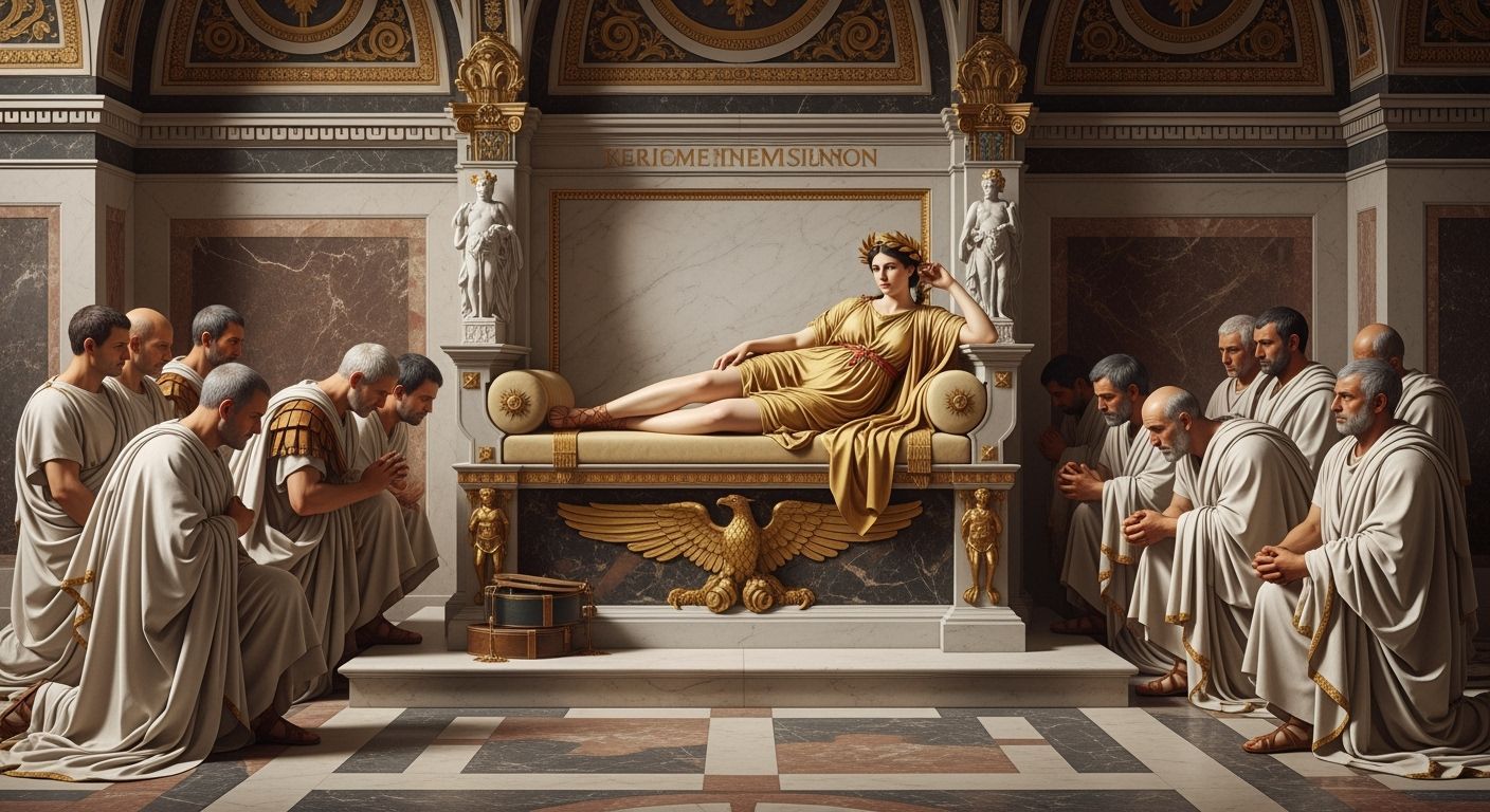 Empress Messalina in Ancient Rome Palace, Baroque Style