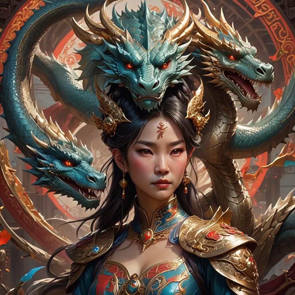 Chinese Dragon Queen Reigns Supreme in Epic Portrait