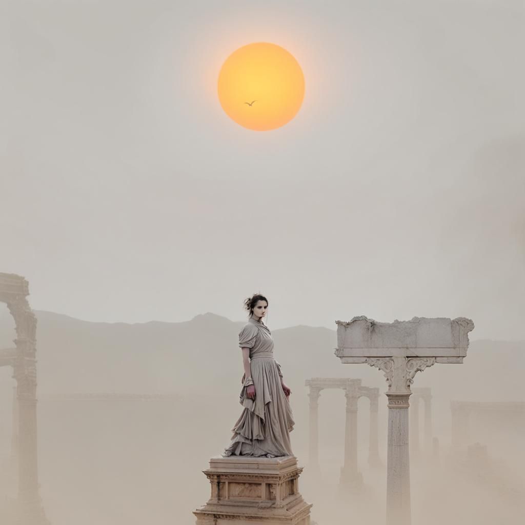 Goth Fashion Model in the Ruins of Ancient Rome