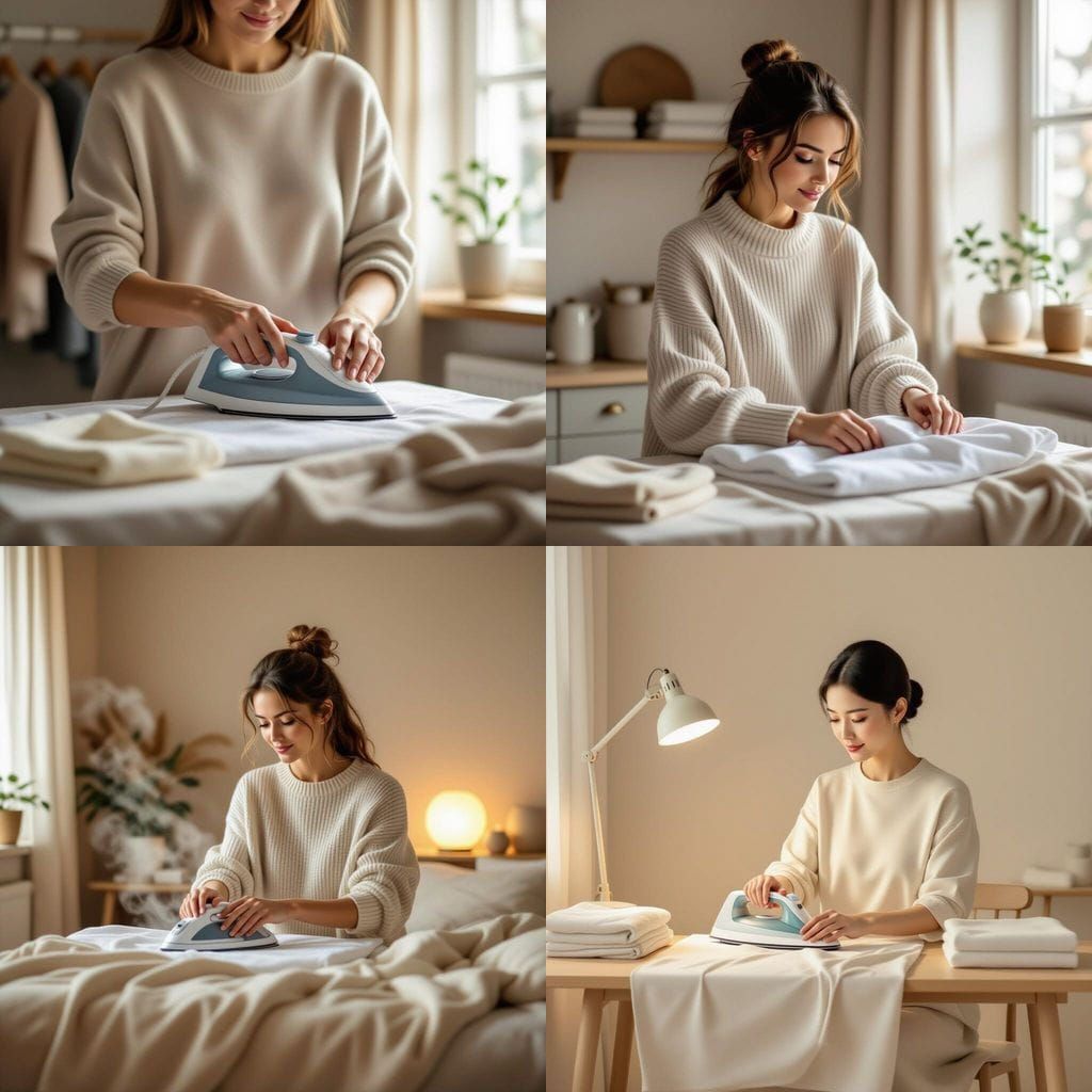 Cozy Lifestyle Ironing Scene with Soft Lighting