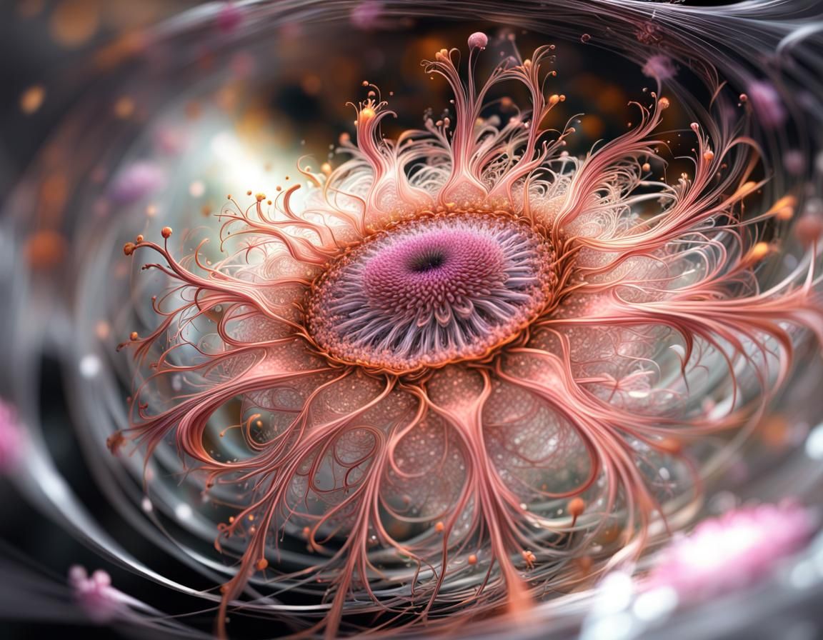 Intricate Light Ray Tendrils Bursting from Flowers