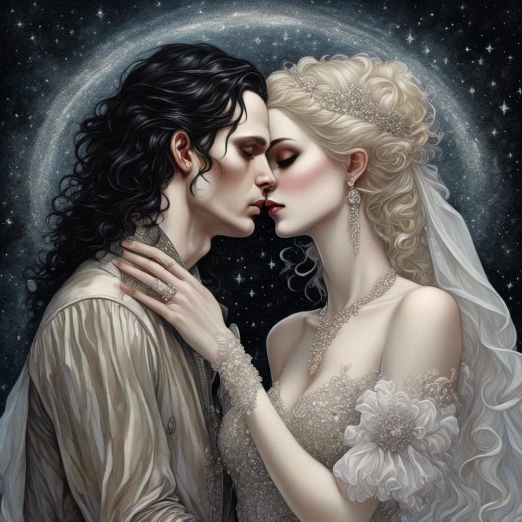 Gothic Bride Enchants under Starry Celestial Canvas