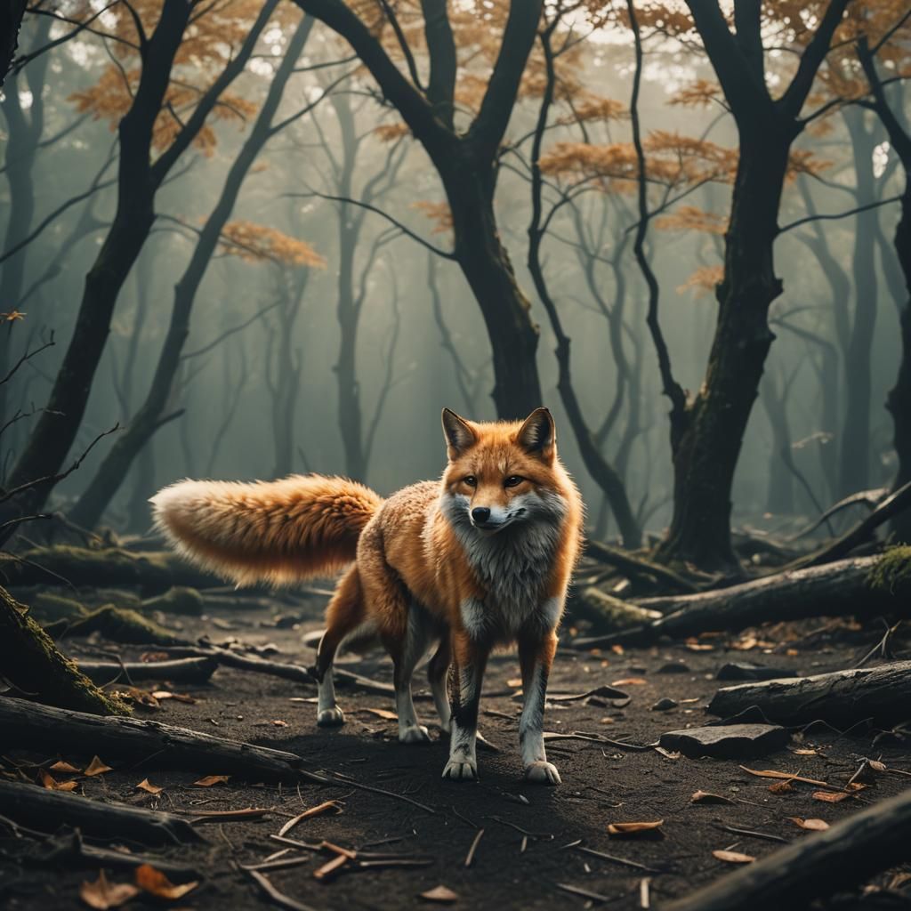 Kitsune in Cinematic Film Still Style