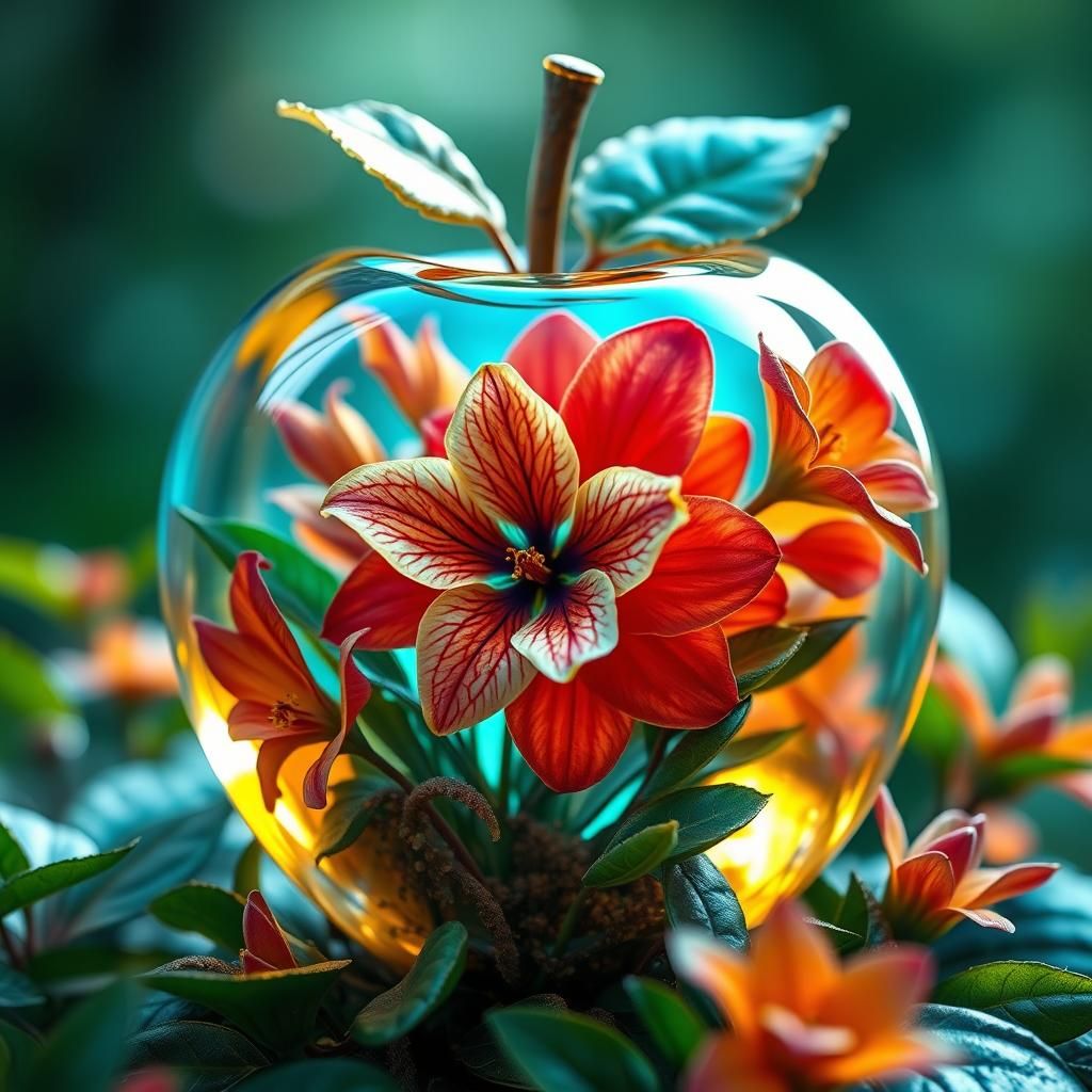 Vibrant Crystal Apple Blooms with Rare Exotic Flowers in Stu...