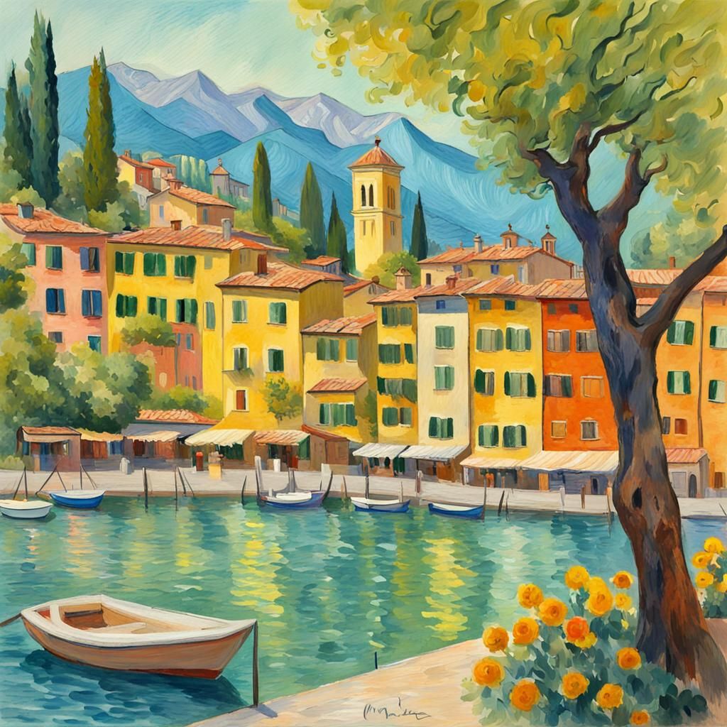 Garda Landscapes in Vibrant Impressionist Style