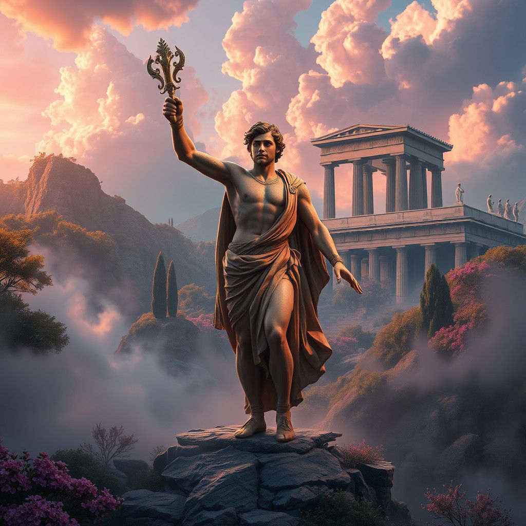 Apollo, God of Poetry, in a Vibrant Matte Painting