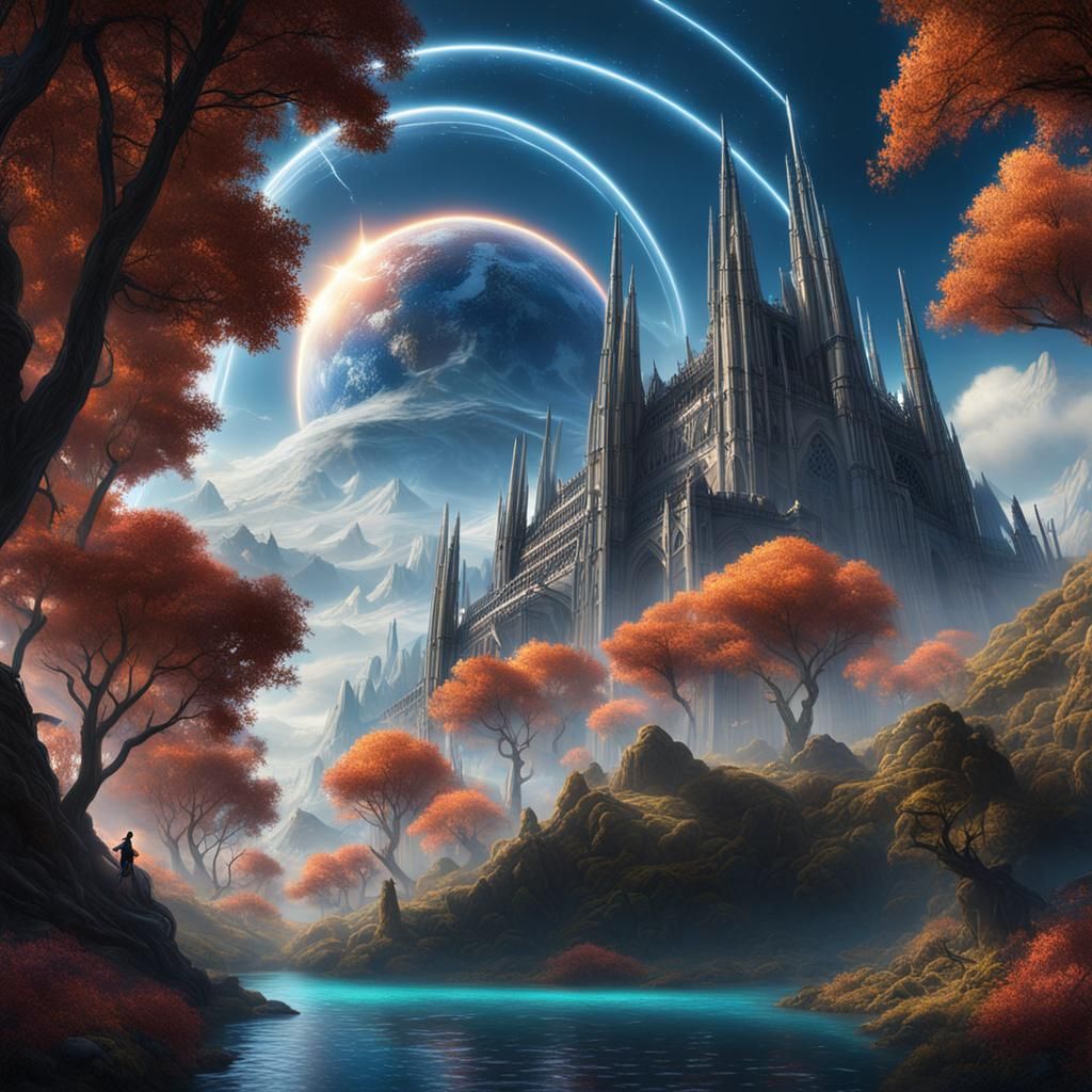 Fantastical Future Cityscape Under Ionized Skies