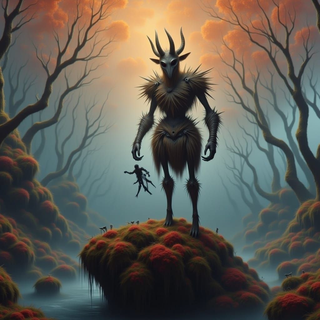 Cyberpunk Warrior with Goatman Attributes