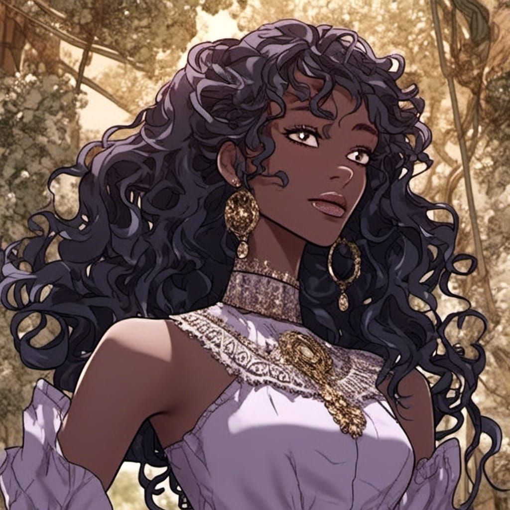 Exotic Fantasy Girl Manga Portrait in Deep, Vibrant Colors