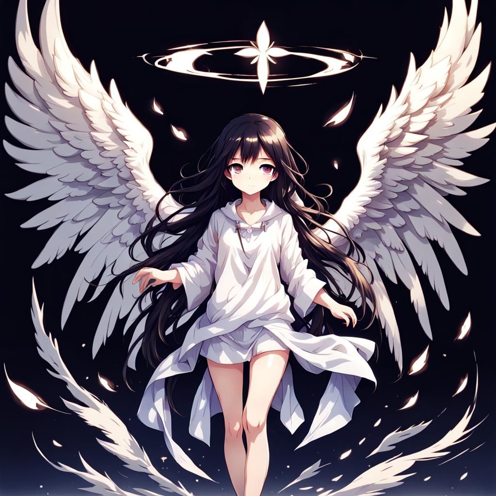 Chibi Angel Girl in Pure Soul Attire