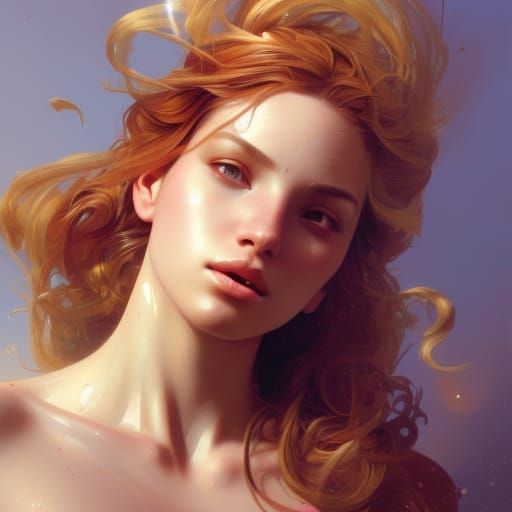 Elegant Goddess Portrait in Vibrant Triadic Colors