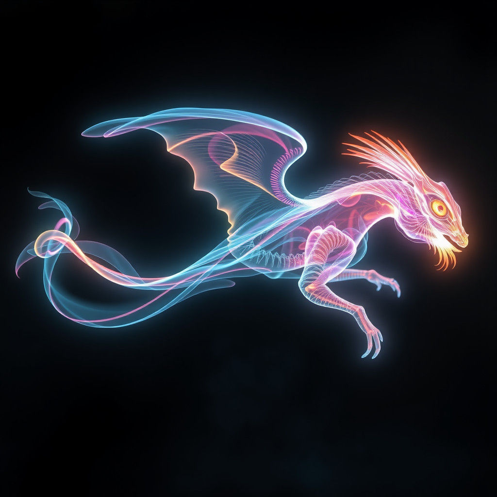 Ethereal Light Creature Dances in the Cosmos