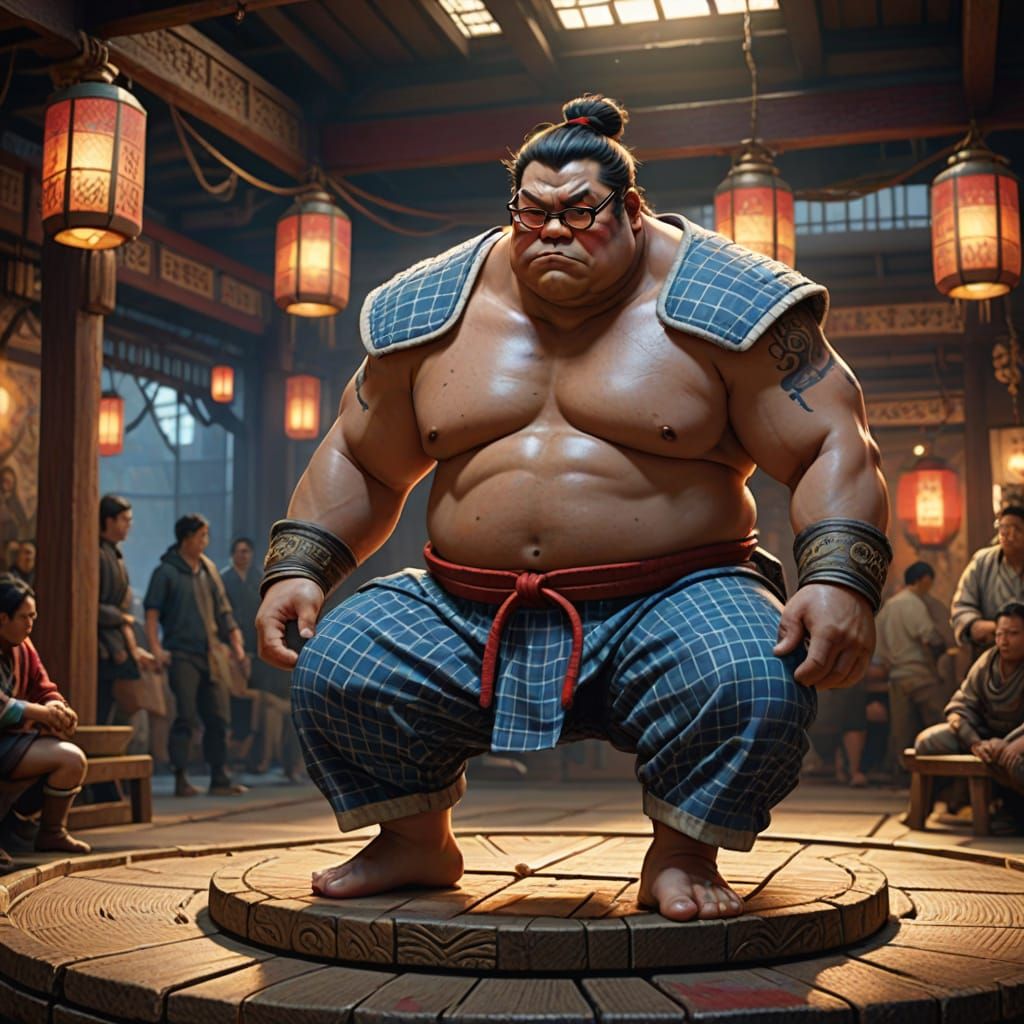 Gingham Sumo Warrior in Fantasy Arena