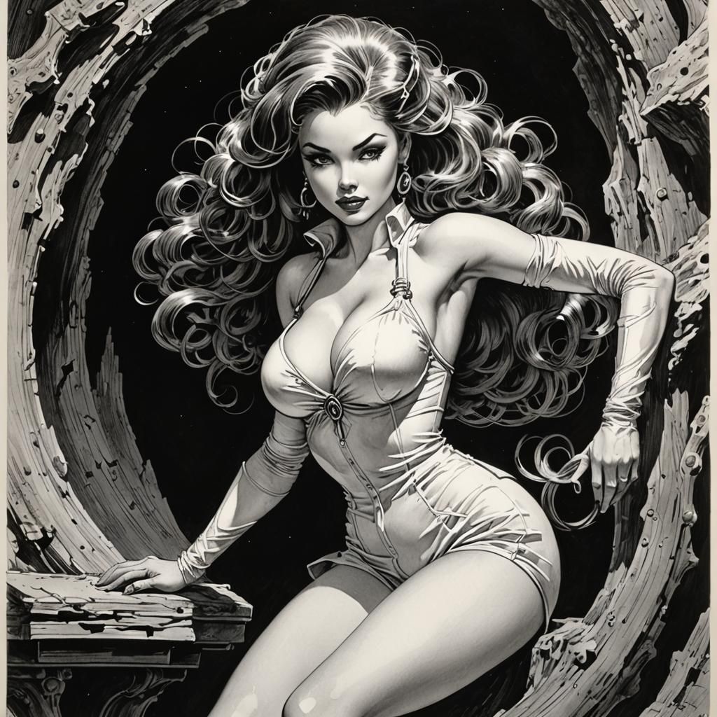 Intricate Dollcore Pinup in Whimsical Hideaway