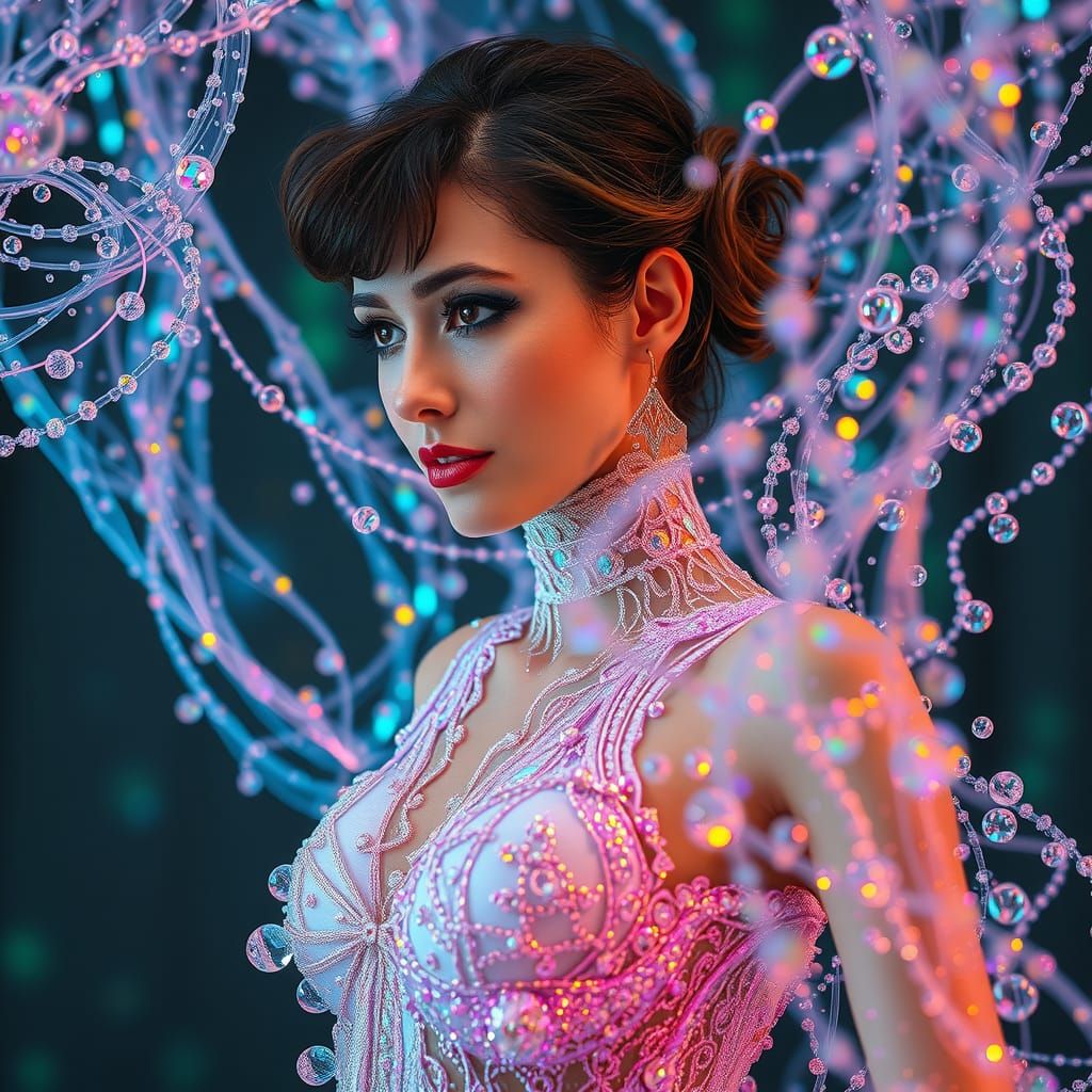 Enchanted Celtic Goddess with Iridescent Slippers and Dewdro...