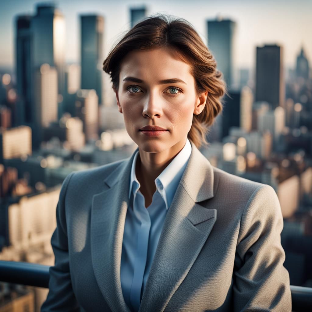 Professional Woman Exudes Respect in Cinematic Business Port...