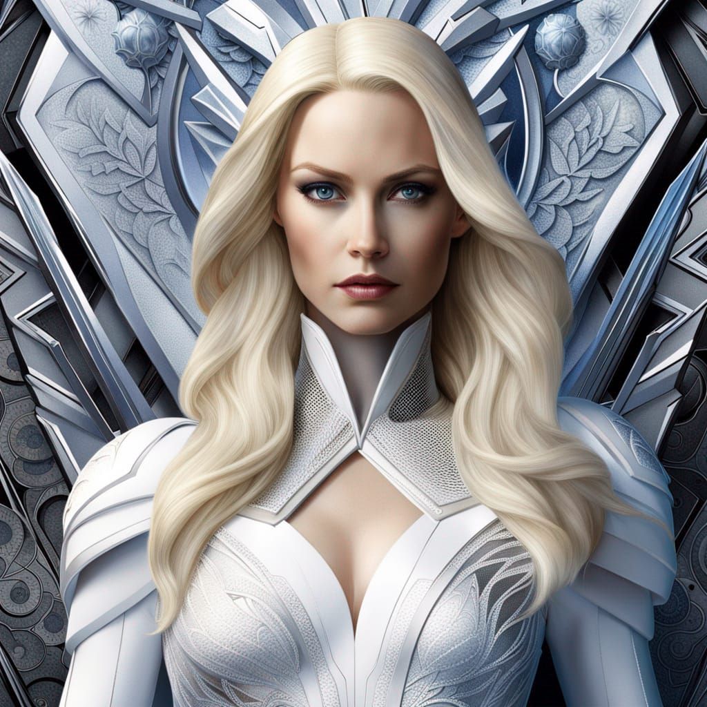 Emma Frost, the White Queen, in a Hyperdetailed Digital Pain...