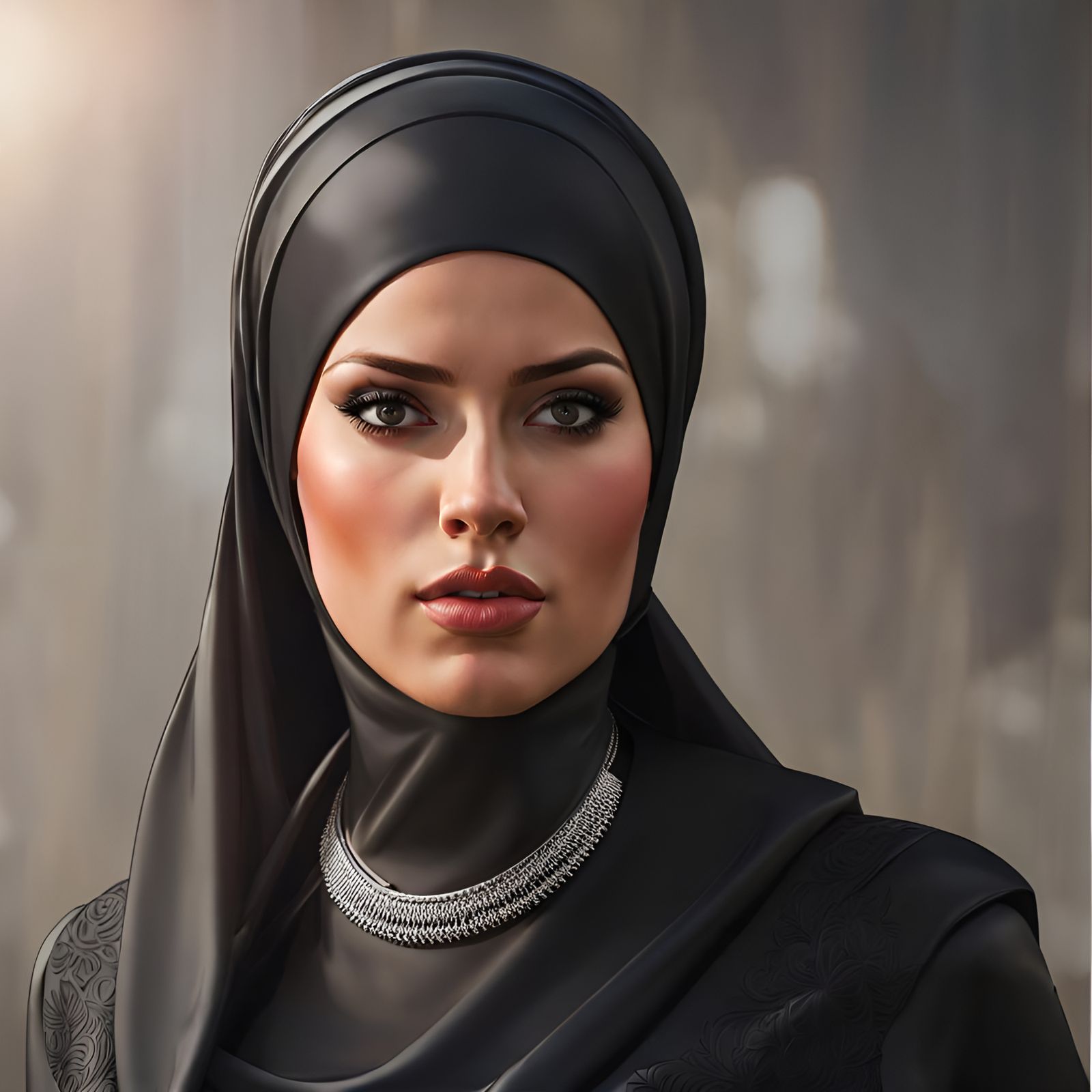 German Woman in Hijab: Hyperdetailed Portrait