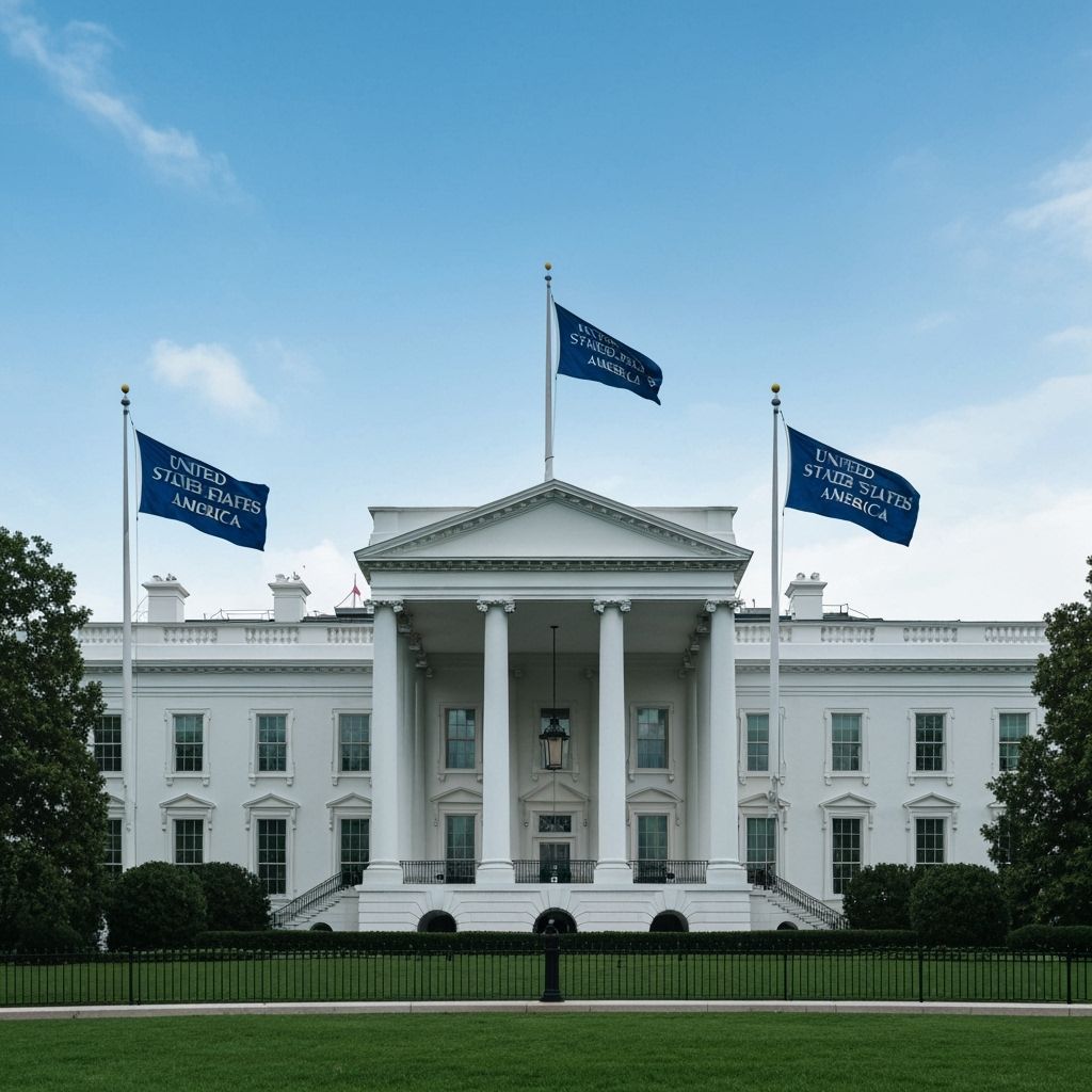 White House With US Flags and Ali Express Logo