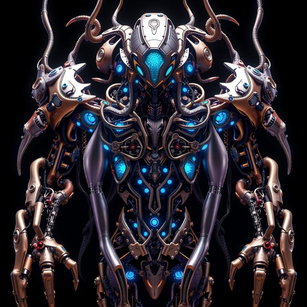 Cybernetic Form Blends Organic and Industrial Elements