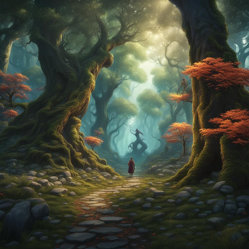Whimsical Forest Fantasy Scene