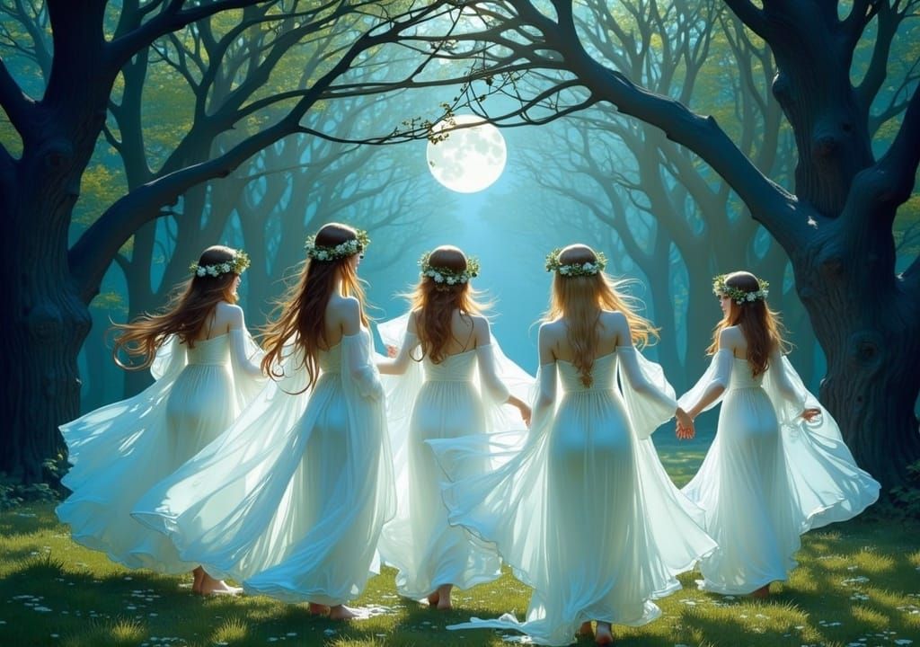 Ethereal Girls in Art Nouveau Glade