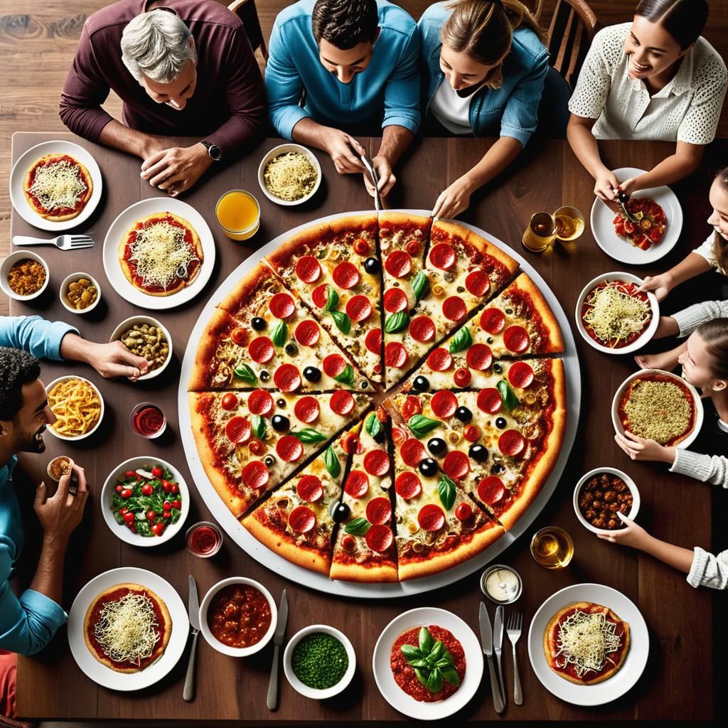Family Gathering Around Pizza Masterpiece