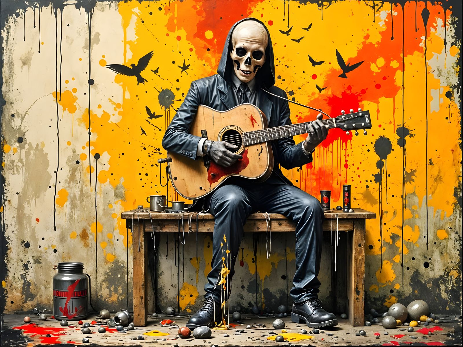 Insane Asylum Pulp Fiction in Street Art Style