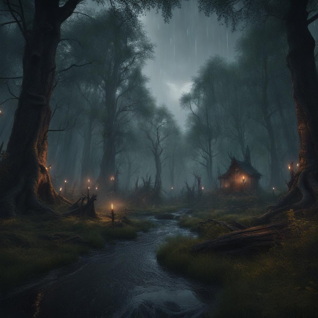 Ethereal Padawan in Mystical Forest Shadows