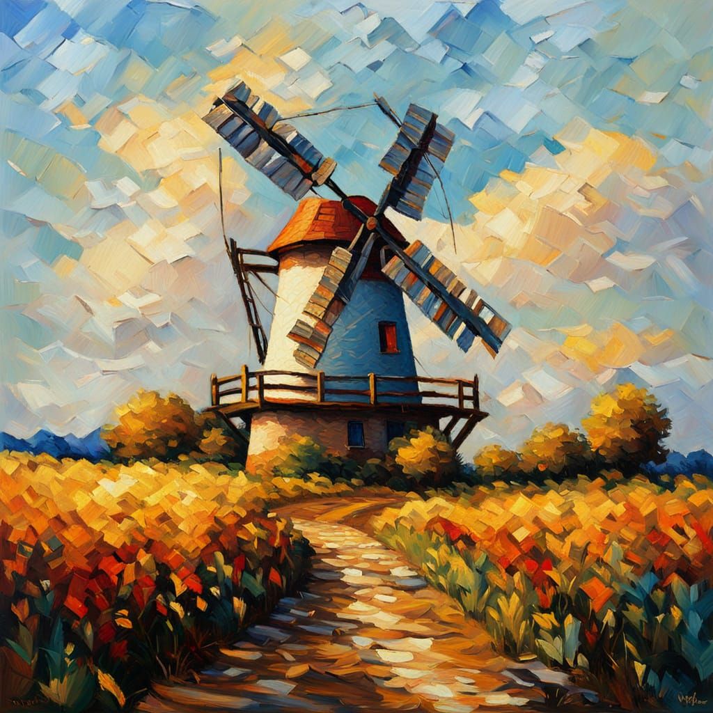 Baroque Windmill in Neo-Impressionist Style
