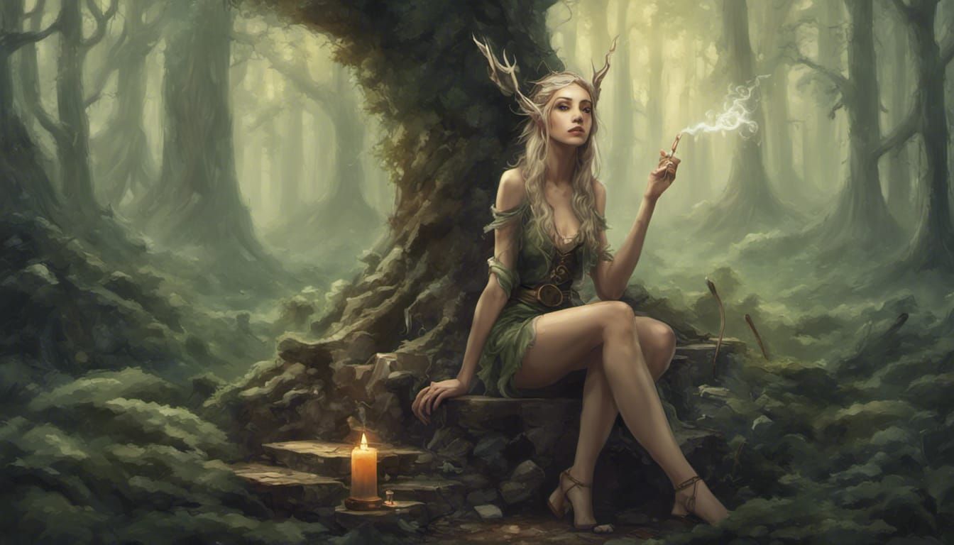 Enchanted Elf Contemplates Destiny in Whimsical Fantasy Real...