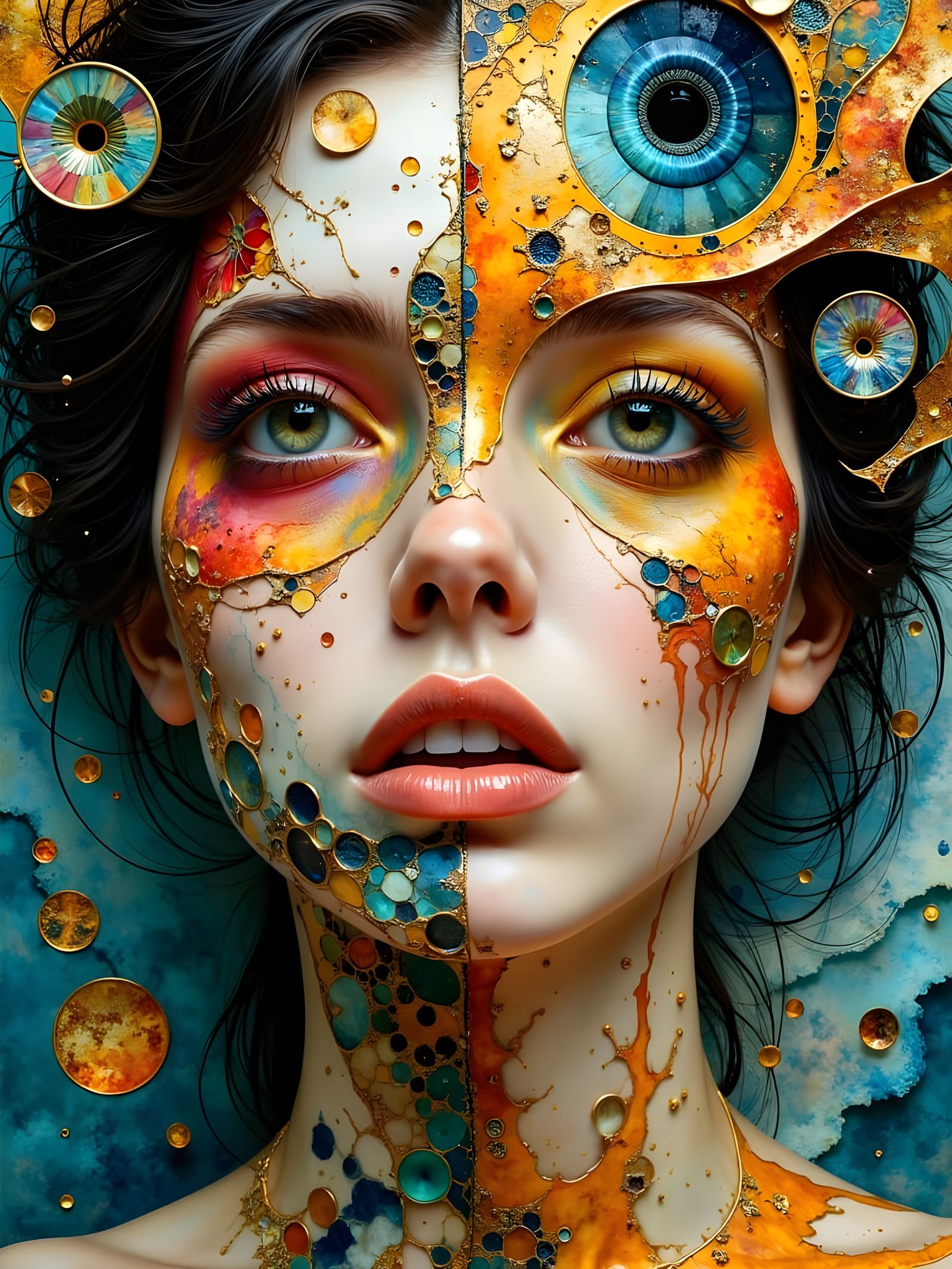 Hyperkraximalism Portrait in Vibrant, Surreal Style