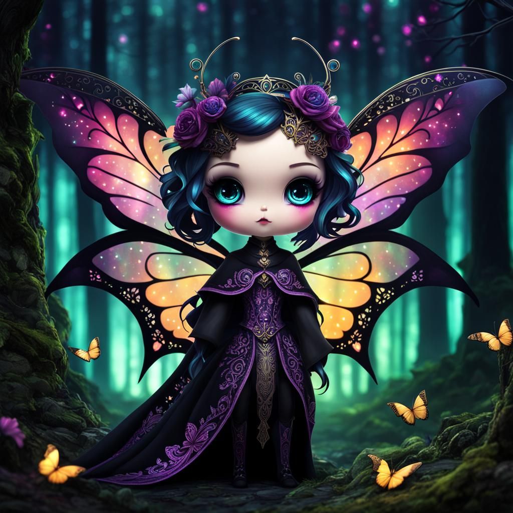 Gothic Butterfly Fairy in Velvet Wings