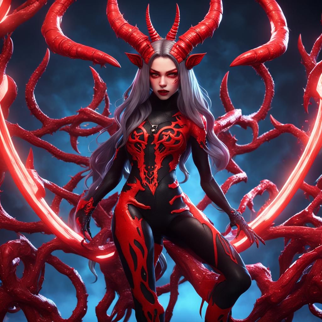 Elegant Pop Star Unleashes Dark Symbiote Power