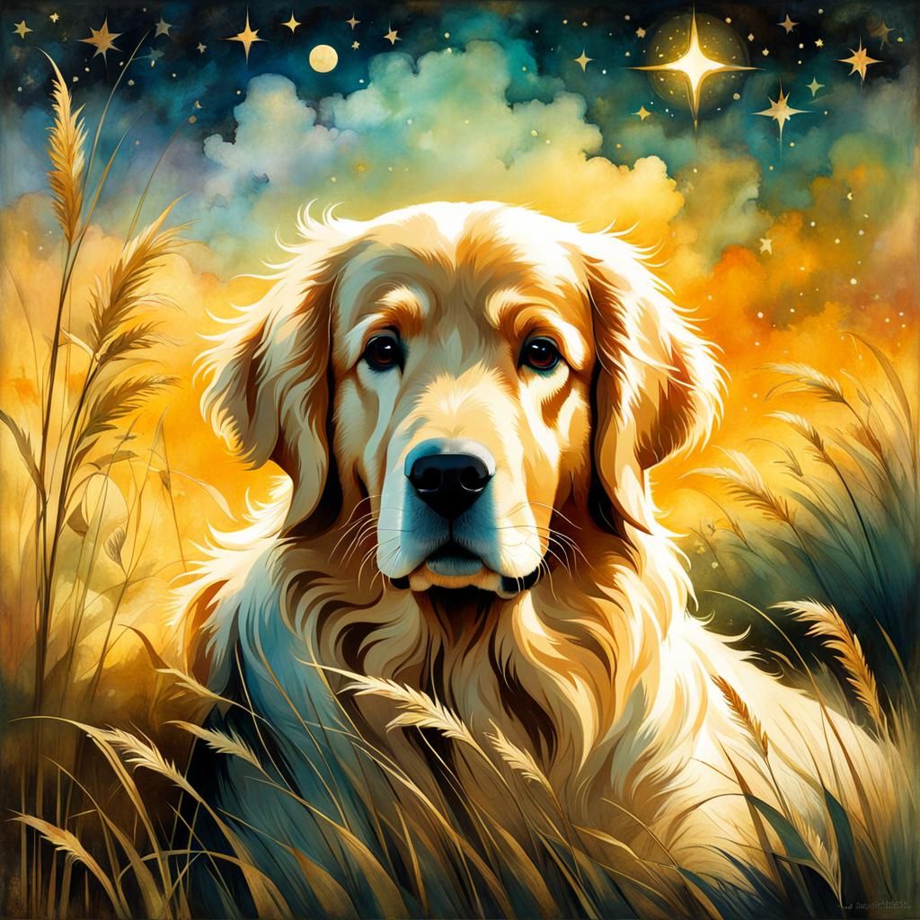 Iridescent Art Nouveau painting by Jean Baptiste Monge and L...