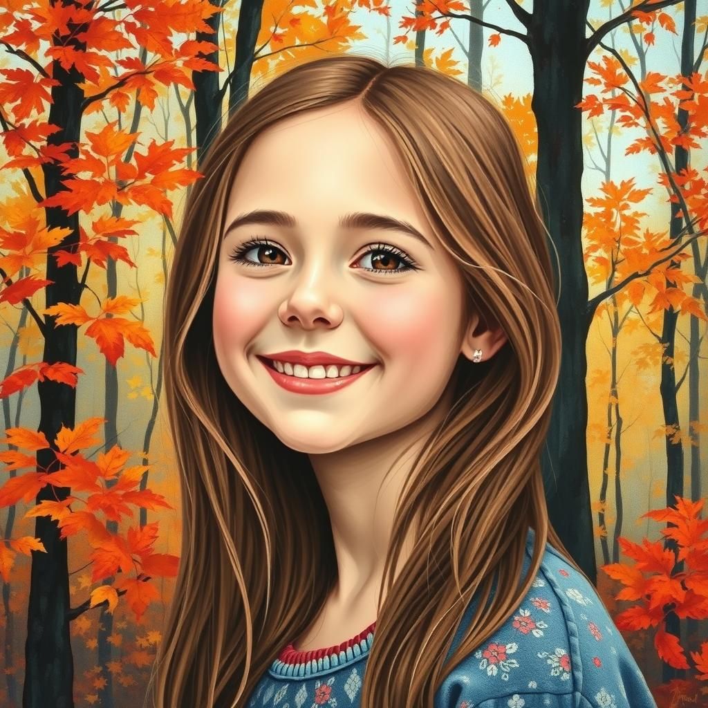 Gentle Autumn Beauty in Vibrant Acrylic