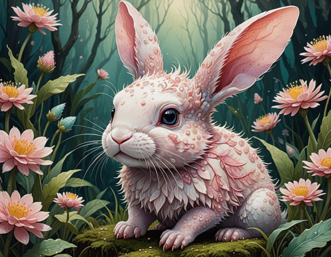 Whimsical Hybrid Creature in Dreamy Waterscape