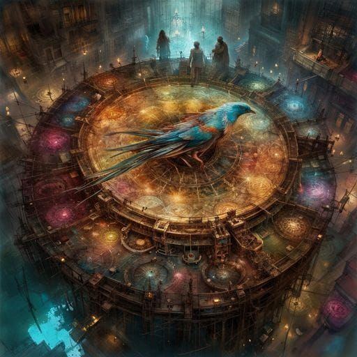 Epic Spell Contraption in Vibrant Triadic Colors