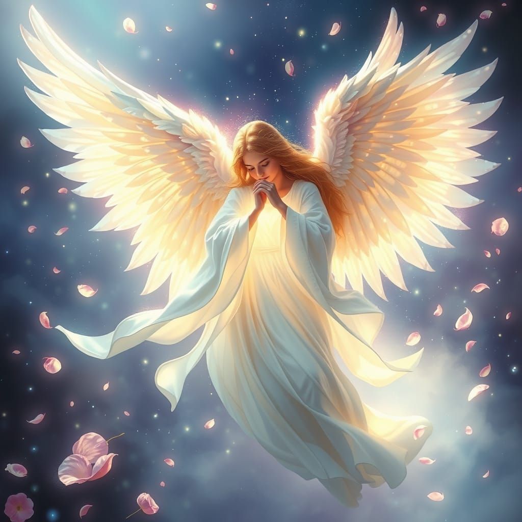 Ethereal Angel in Dreamy, Hyperdetailed Style