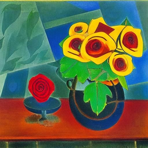 Fauvist Floral Scene with Anxious Amphibian