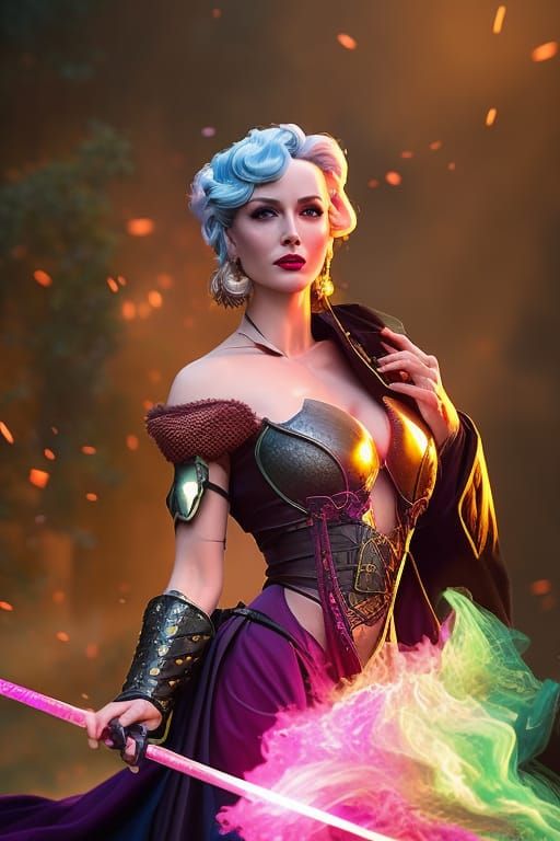 Medieval Witch Fantasy Art in Hyperrealistic Style