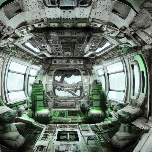 Sci-Fi Cockpit Overgrown with Moss: Digital Matte Painting