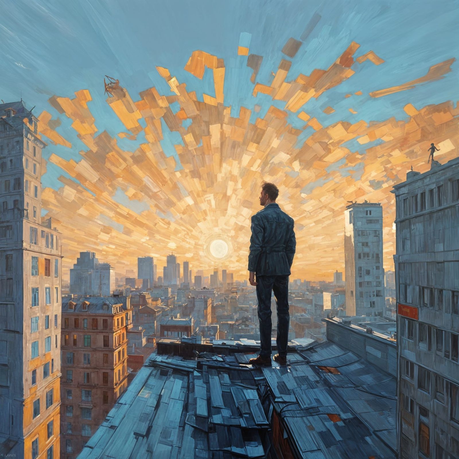 Youthful Euphoria in a Whimsical Oil Painting