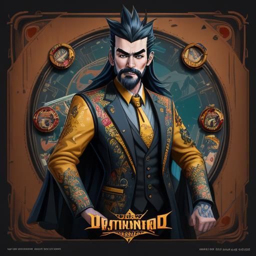 Regal Poker King Mascot in Vibrant Precision Painting Style