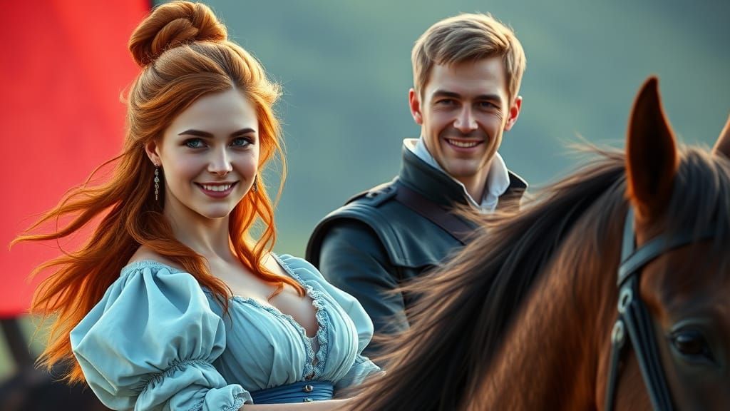 Regency Era Romance on Horseback in Fantastical Landscapes